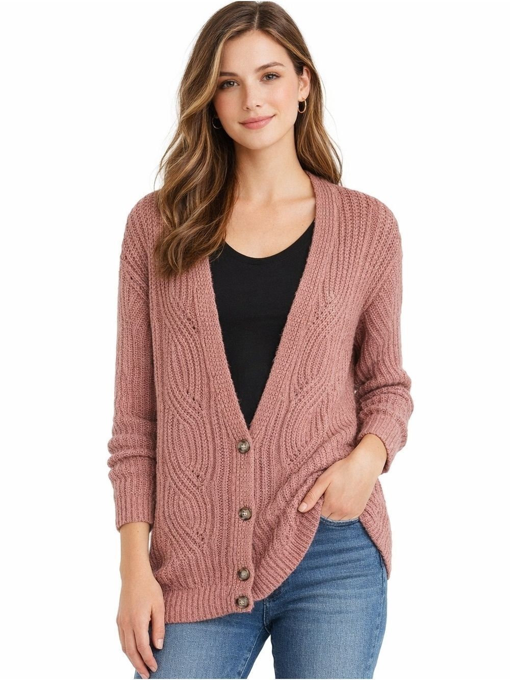 RW & CO Button Down Open Knit Cardigan Size XXS